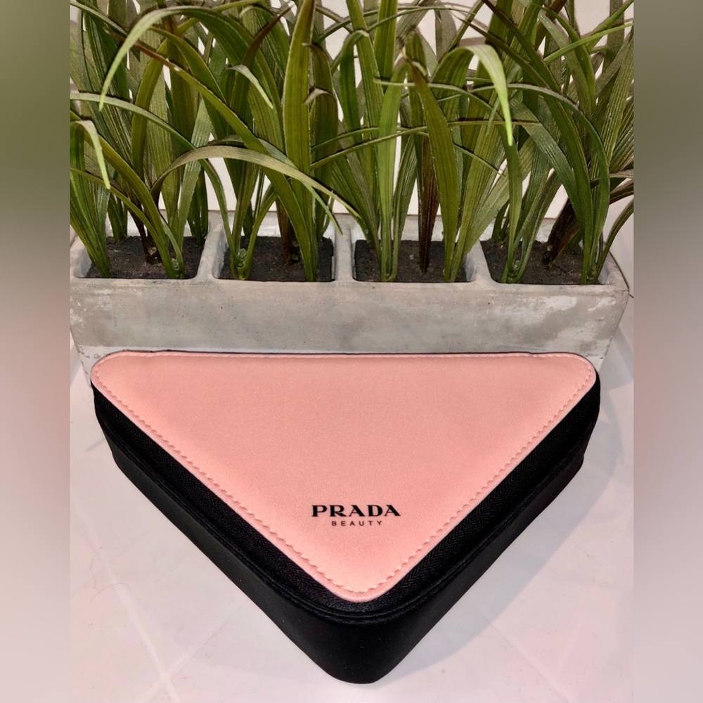 Prada Beauty Pink and Black Geometric Triangular Pouch - Picture 12 of 14